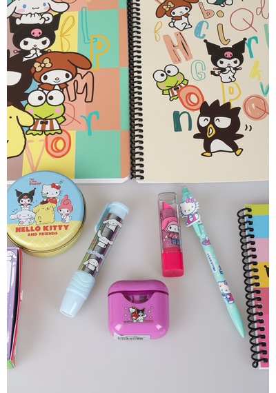 Dekomus İle Lisanslı Hello Kıtty And Best Frıends Kuromı,cınnamorol,my Melody Kırtasiye Seti 9 Parça Altın