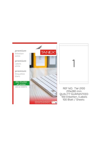 Tanex Tw-2100 210x280mm 100 Lü Lazer Etiketi