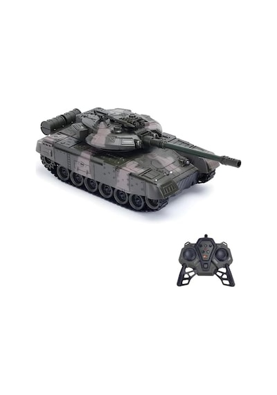 Oyuncak Şarjlı Uzaktan Kumandalı Rc Tank 33 Cm 360 Döner Gövde Ve Namlu Işıklı Sesli Atış Efektli