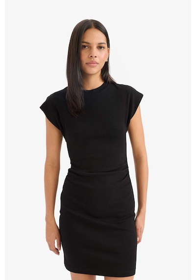 Defacto Bodycon Vücudu Saran Basıc Ribana Mini Elbise C4513AX24SP Siyah