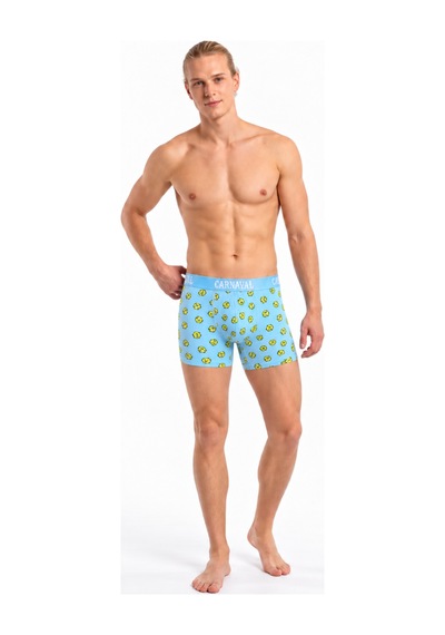 Carnaval Socks Katil Civciv Desenli Erkek Boxer Pamuklu Likralı Parlak Lastikli Kutulu Açık Mavi Çoklu