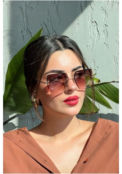 Uv400 Korumalı Kare Kristal Kesim Kadın Güneş Gözlüğü Desenli