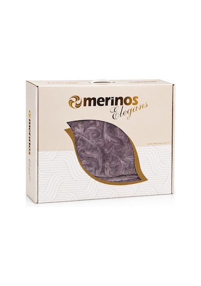 Merinos Elegans Kalın Embos Tek Kişilik Kutulu Battaniye 160x220 - Kül Moru