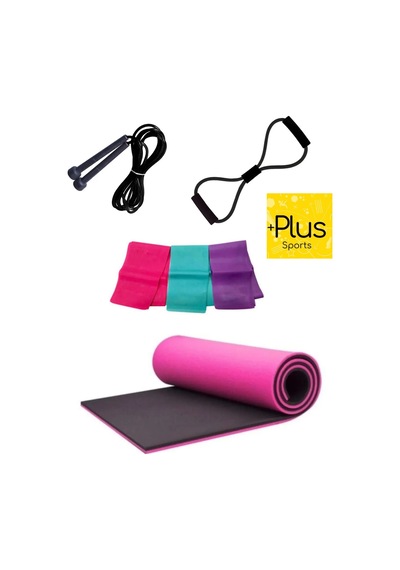 Pilates Set 10mm Minder 3 Adet Direnç Lastiği 1 Adet Atlama Ipi 1 Adet Direnç Aerobik Lastik Pembe Pembe