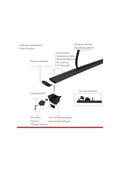 Ara Atkı Tavan Barı Hook Model 118cm Siyah 2 Adet