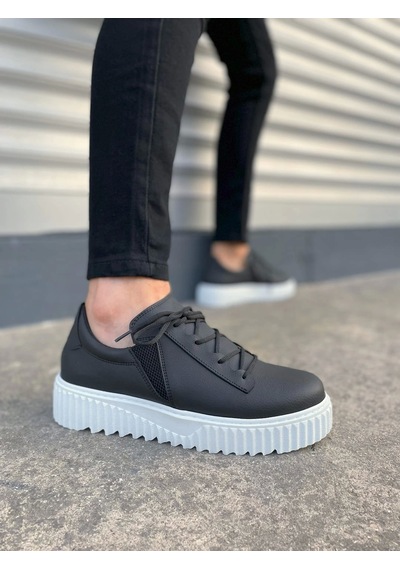 Jy502 Bold Bağcıklı Cilt Erkek Günlük Sneaker Ayakkabı Cbt - Siyah Siyah