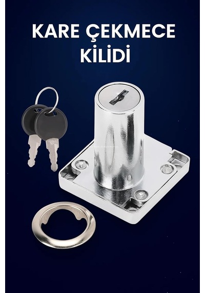 Profesyonel Kare Çekmece Kilidi, Nikel, Krom, 22 Mm, 4x4 Cm, 2 Anahtarlı, Yüksek Kaliteli, Güvenli Kilit, Dayanıklı, Ofis, Evrak Dolabı Uyumlu, Kolay Montaj, Mobilya Çekmece Kilidi 2 Adet Beyaz Kapı Stoperi Model
