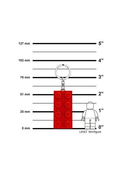 Lego Iconic Ke234hr Brick 2x4 Red Led Key Chain