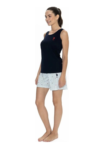U.s. Polo Assn. 20061 Kadın Kalın Askılı Kalpli Şort Pijama Takım lacivert