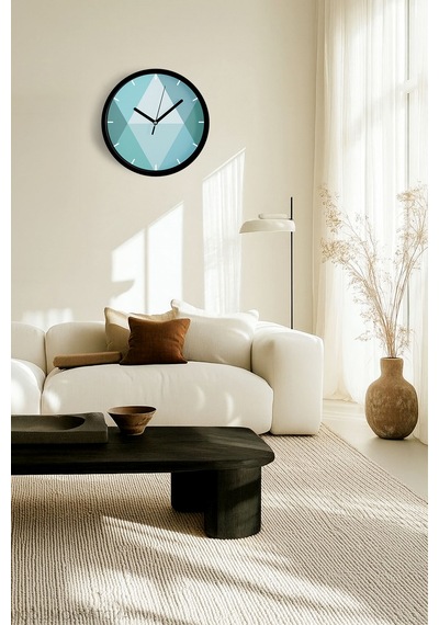Soyut Geometrik Temalı Modern Duvar Saati - 30cm - Önü Camlı Siyah Kasa - Sessiz Mekanizma-jh0436 Siyah