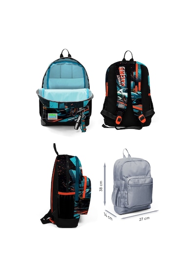 Coral High Kids Siyah Nefti Yarış Arabası Desenli 3’lü Okul Çanta Seti SET0123765