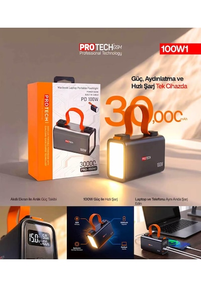 100w1 30000 Mah Powerbank Siyah