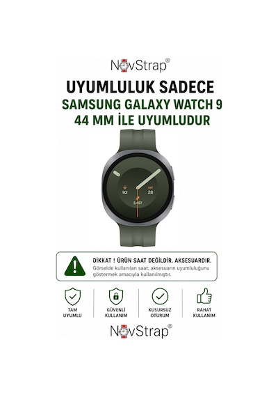 Novstrap Samsung Galaxy Watch 9 44mm İle Uyumlu Kolay Uygulama Aparatlı Temperli Cam Ekran Koruyucu