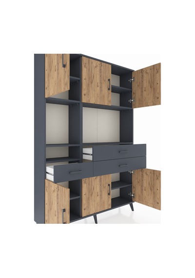 Arges Dolap 9 Raflı 3 Çekmeceli 6 Kapaklı 132x30x195 Antrasit-çam/antrasit Atlas Çam/antrasıt Arges Dolap 9 Raflı 3 Çekmeceli 6 Kapaklı 132x30x195 Antrasit-çam/antrasit Atlas Çam/antrasıt