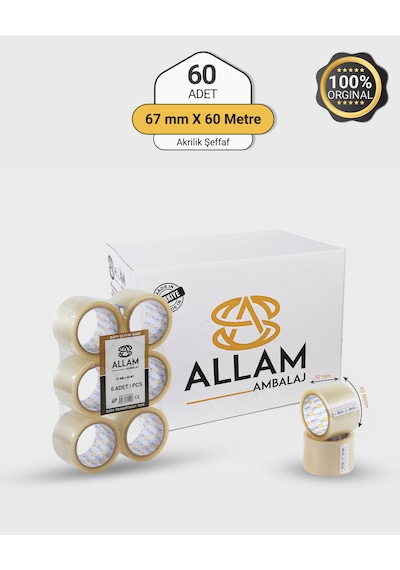 1 Koli Koli Bandı 60mm X 67mt Güçlü Yapışkan 60 Adet