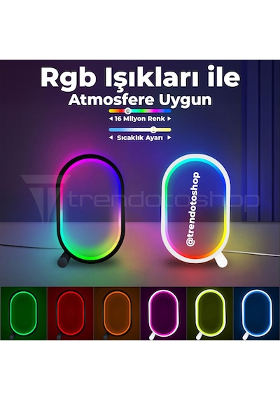 Akıllı Rgb Oval Masaüstü Ortam Işığı App Wifi Kontrollü Gece Lamb