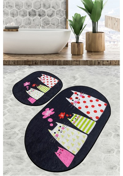 Four Cats Banyo Halısı Djt 2 Li Set Çok Renkli