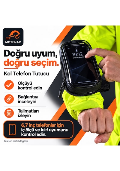 Motenar Kola Takılan Telefon Tutucu 6,7 İnç Siyah Kol Telefon Tutucu