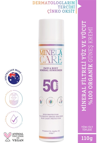 Minela Care Mineral Filtreli Yüz Ve Vücut Güneş Kremi SPF50 110 G