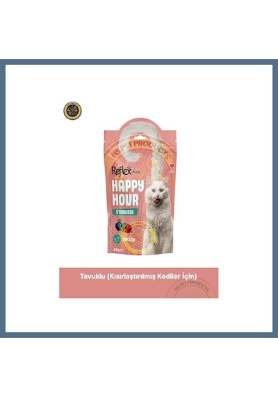 Buradabulabilirsin Reflex Happy Hour Sterilised Chicken Kısırlaştırılmış Kediler İçin Tavuklu Ödül Maması 60 Gr Bbz