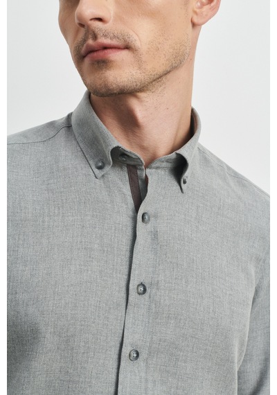 AC&Co / Altınyıldız Classics Erkek Açık Gri Slim Fit Dar Kesim Düğmeli Yaka Flanel Oduncu Gömlek Açık Gri AC&Co / Altınyıldız Classics Erkek Açık Gri Slim Fit Dar Kesim Düğmeli Yaka Flanel Oduncu Gömlek Açık Gri