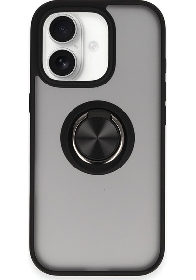 Apple iPhone Uyumlu 16 - Kılıf Montreal Yüzüklü Silikon - Kapak - Siyah