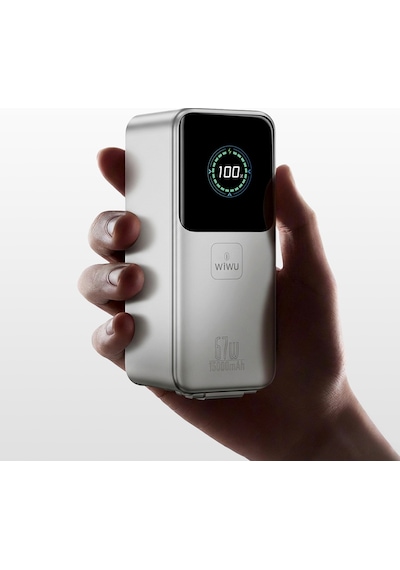 Wiwu Pm-501 Power Mega Serisi Type-c Çıkışlı Taşınabilir Powerbank Pd 67w 15000mah Gümüş