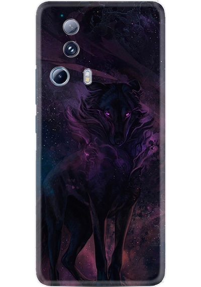 Xiaomi 13 Lite Kılıf Silikon Desen Özel Seri Black Purple Wolf 1791