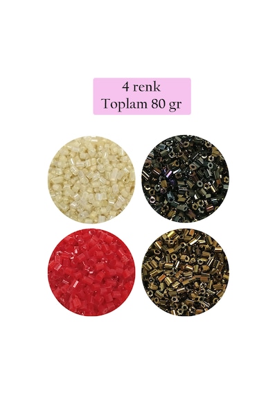 Kesme Cam Boncuk 2mm - 4 Renk - Toplam 80 Gram - Bnc444