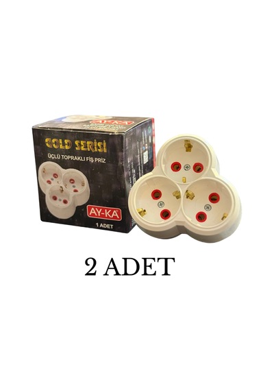 Ay-ka 7713000 Üçlü Topraklı Fiş Priz - 2 Li Paket