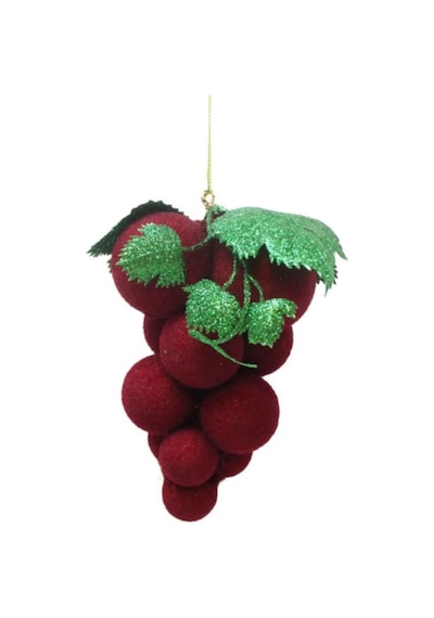 Yılbaşı Ağaç Süsü Salkım Üzüm Figürlü Keçe Asılabilir Dekoratif Süs Bordo 16 Cm