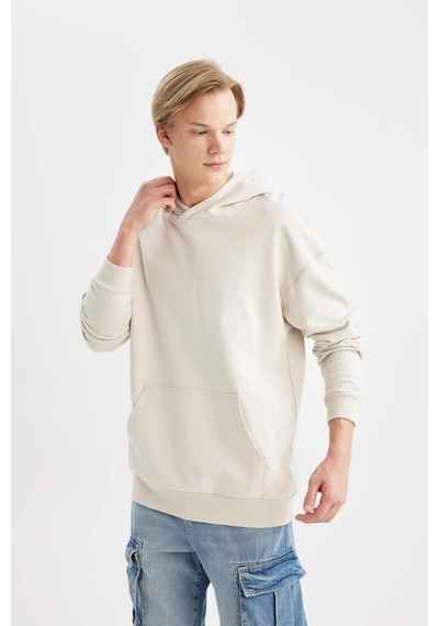 Defacto Comfort Regular Fit Rahat Kalıp Kapüşonlu Basic Sweatshirt B4446AX24SPGR437 Gri