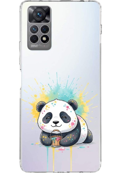 Redmi Note 12 Pro 4g İle Uyumlu Splash Panda Tasarımlı Şeffaf Silikon Kılıf Şeffaf