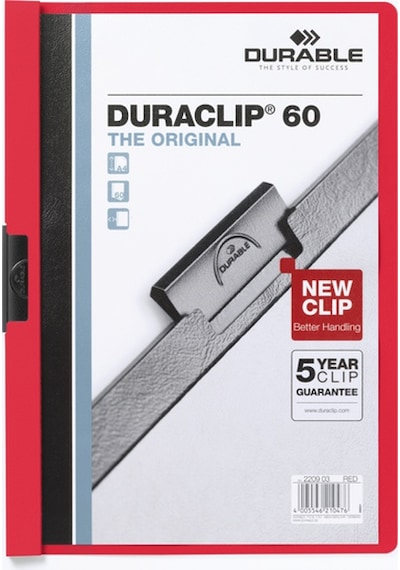 Durable Sıkıştırmalı Dosya Duraclip Ortadan Klipsli 60 Syf A4 Kırmızı 2209 Çok Renkli