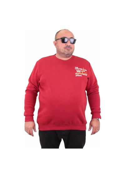 Moc Grande Mocgrande Erkek Büyük Beden Sıfır Yaka Sweat Conture Club 23203 Kırmızı