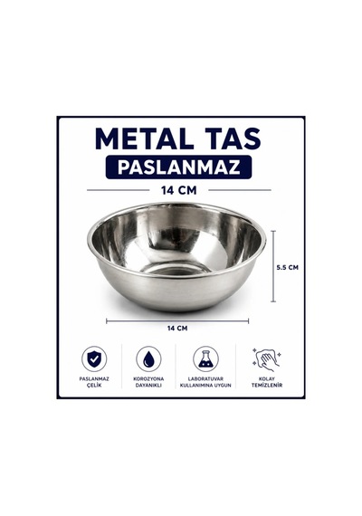 Metal Tas - Paslanmaz - 14 Cm
