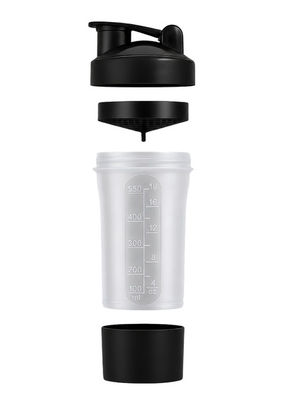 Gym Smart Shaker 550 Ml Ölçekli Ve Sızdırmaz Kapaklı Saklama Hazneli Protein Shaker Şeffaf
