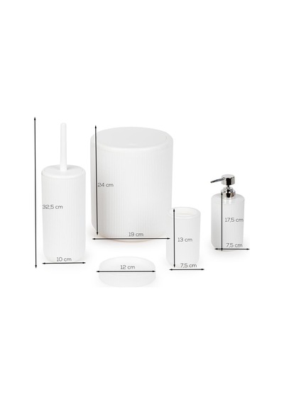 Ayrex Perotti 33031500001-1 5 Parça Yuvarlak Banyo Seti - Çöp Kovası, Sabunluk, Diş Fırçalığı Ve Silikon Wc F Diğer