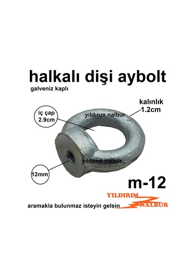 Aybolt M12 Halka Civata Dişi Çekme Halkası Mapa Çektirme Halkası