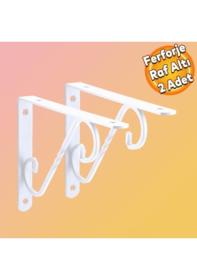 Raf Altı Raf Tutucu Ayak Ferforje Beyaz 150x110 Mm 2 Adet Belirtilmemiş