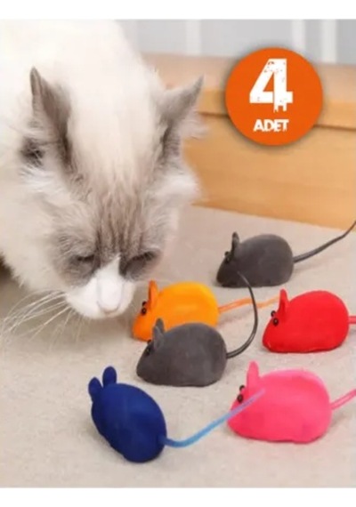 Büro Ev Evcil Hayvanı İçin 4adet Kedi Eğitim Oyun Fare Seti