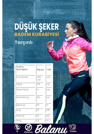 Balanu Düşük Şekerli Tarçınlı Badem Kurabiyesi 50gr X3 Adet