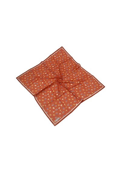 Mim Eşarp Mısırlı Eşarpları Silky Cocoon Sport Twill Çiçek Desenli Eşarp Turuncu