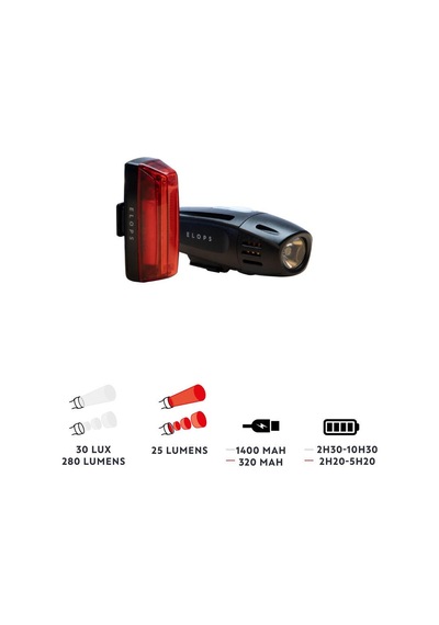 Elops Bisiklet Led Aydınlatma Seti - Ön / Arka - St 920 Siyah