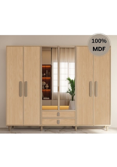 Karanfil 6 Kapak Mdf Ayaklı Tasarım Gardırop Rota