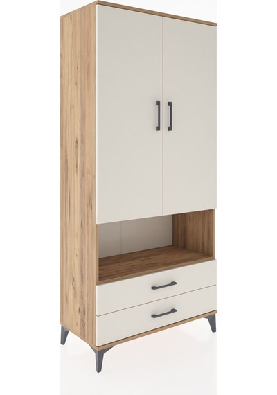 Hyperion Dolap 5 Raflı 2 Çekmeceli 2 Kapaklı 88x44x195 Çam-ay... Çam