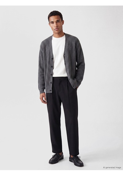 Lcw Vision Antrasit Regular Fit V Yaka Erkek Triko Hırka
