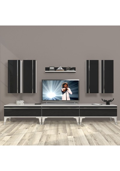 Decoraktiv Eko 8d Mdf Silver Tv Ünitesi Tv Sehpası Beyaz - Siyah