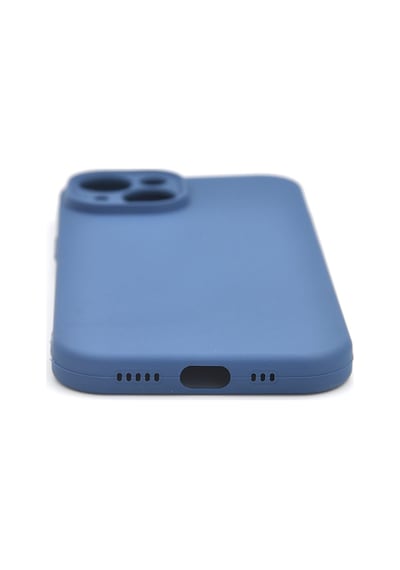 Apple Uyumlu iPhone 13 Düz Renk Esnek Yumuşak Silikon Kılıf Rubber İndigo Mavi