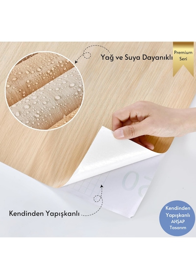 Technosmart 60 100cm Kendinden Yapışkanlı Dokulu Ahşap Görünümlü Premium Duvar Kağıdı Dolap Kaplama Açık Ahşap